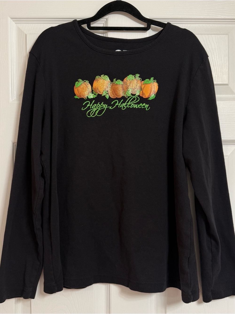 Vintage 90s Holiday Editions Black Long-Sleeve Halloween Pumpkin Tee